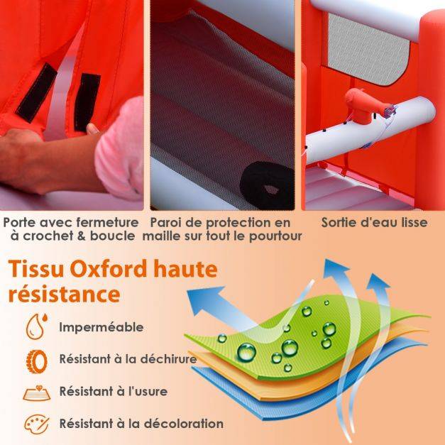 Helloshop26 - Toboggan aquatique gonflable sur thème voiture de pompiers avec piscine à eclaboussures ballon de basket sans gonfleur - Imagen 3