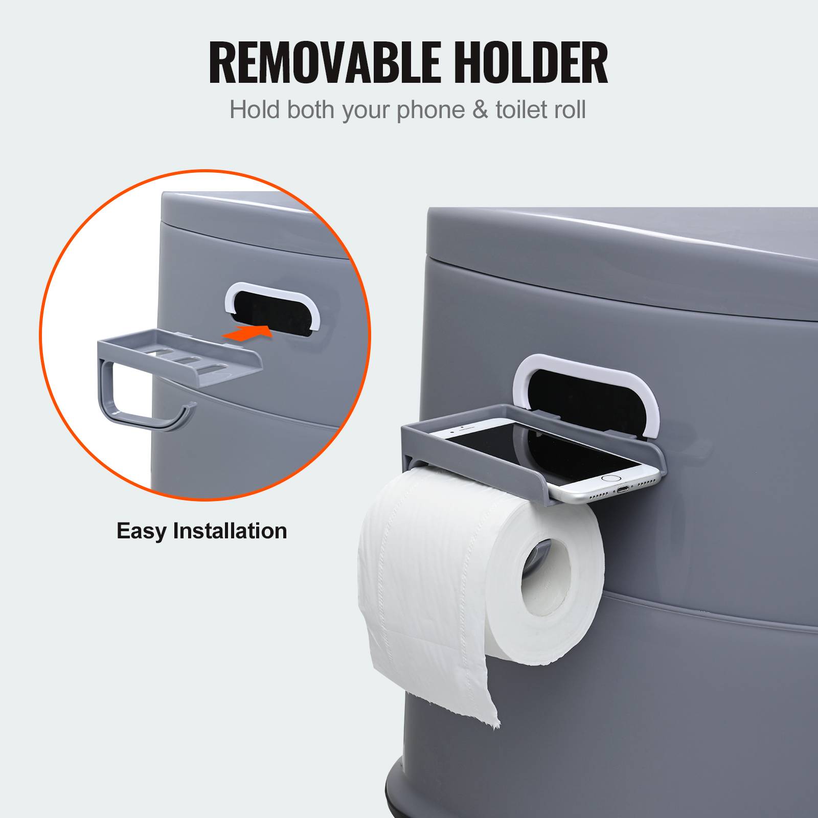 VEVOR Toilette portable camping 5 L, avec porte-papier. Sans odeur, pour camping-car. - Image 3
