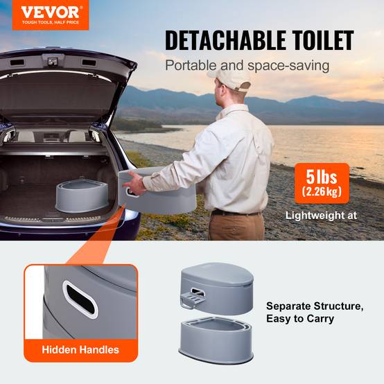 VEVOR Toilette portable camping 5 L, avec porte-papier. Sans odeur, pour camping-car. - Image 2