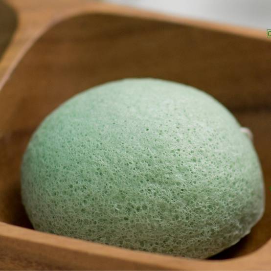 Sun&Sia - Éponge Konjac Yeux 100% Naturelle au Thé Vert – Nettoie et Exfolie en Douceur – Peau Saine - Soin Naturel - Peau Sensible