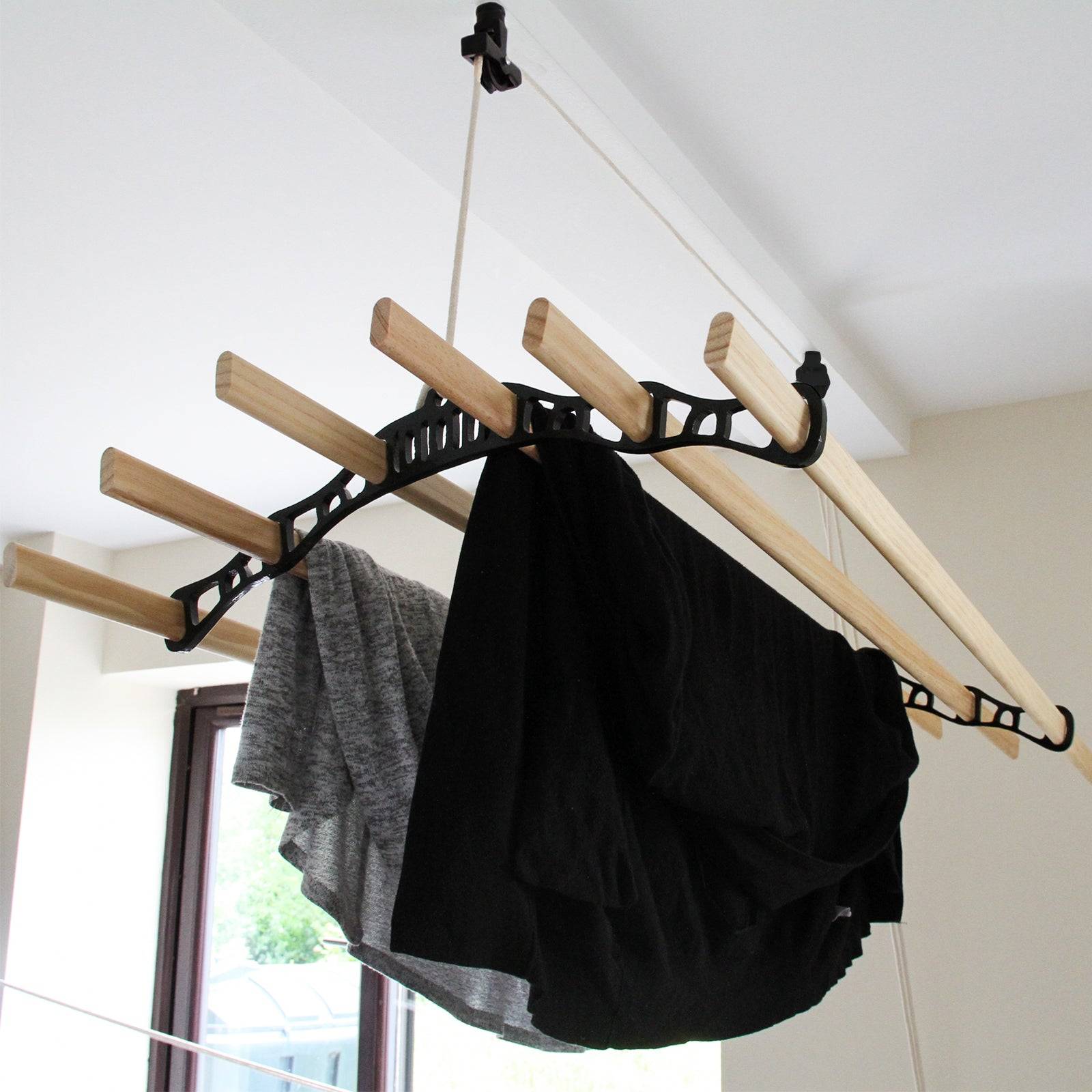 Monstershop - Etendoir à Linge Suspendu de 1,5 Mètre - Poulie Noir - Imagen 2
