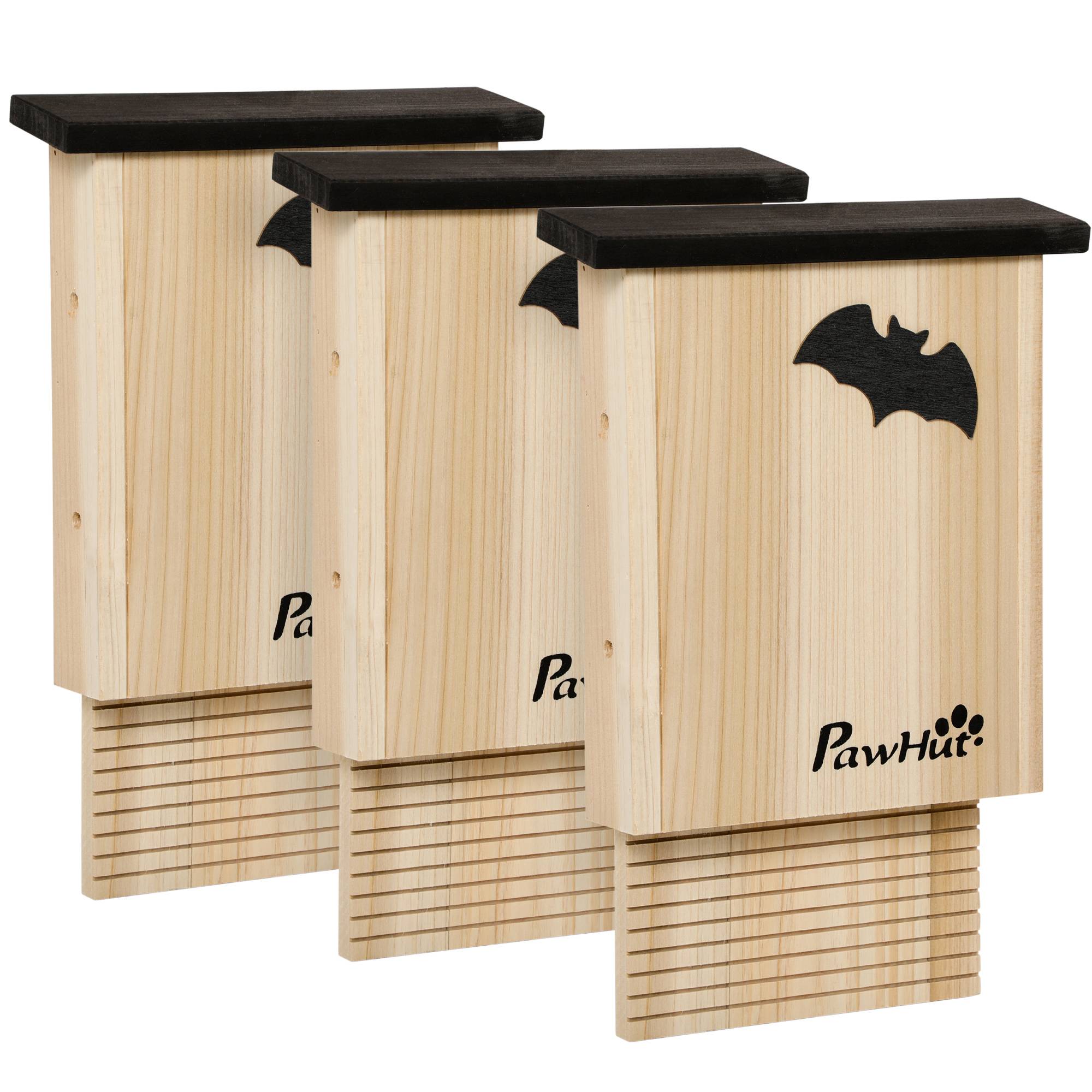 Lot de 3 grands nichoirs chauve-souris bois sapin extérieur résistant intempéries 25x37cm - ComfortXL Outdoor Living - Image 1