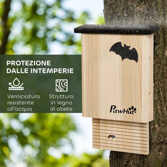 Lot de 3 grands nichoirs chauve-souris bois sapin extérieur résistant intempéries 25x37cm - ComfortXL Outdoor Living - Image 7