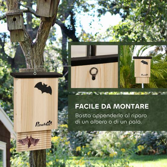 Lot de 3 grands nichoirs chauve-souris bois sapin extérieur résistant intempéries 25x37cm - ComfortXL Outdoor Living - Image 8