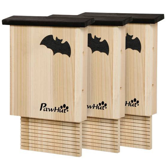 Lot de 3 grands nichoirs chauve-souris bois sapin extérieur résistant intempéries 25x37cm - ComfortXL Outdoor Living - Image 2