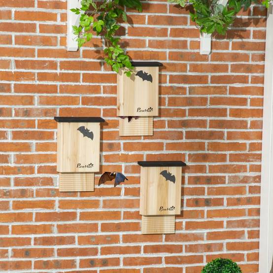 Lot de 3 grands nichoirs chauve-souris bois sapin extérieur résistant intempéries 25x37cm - ComfortXL Outdoor Living - Image 3