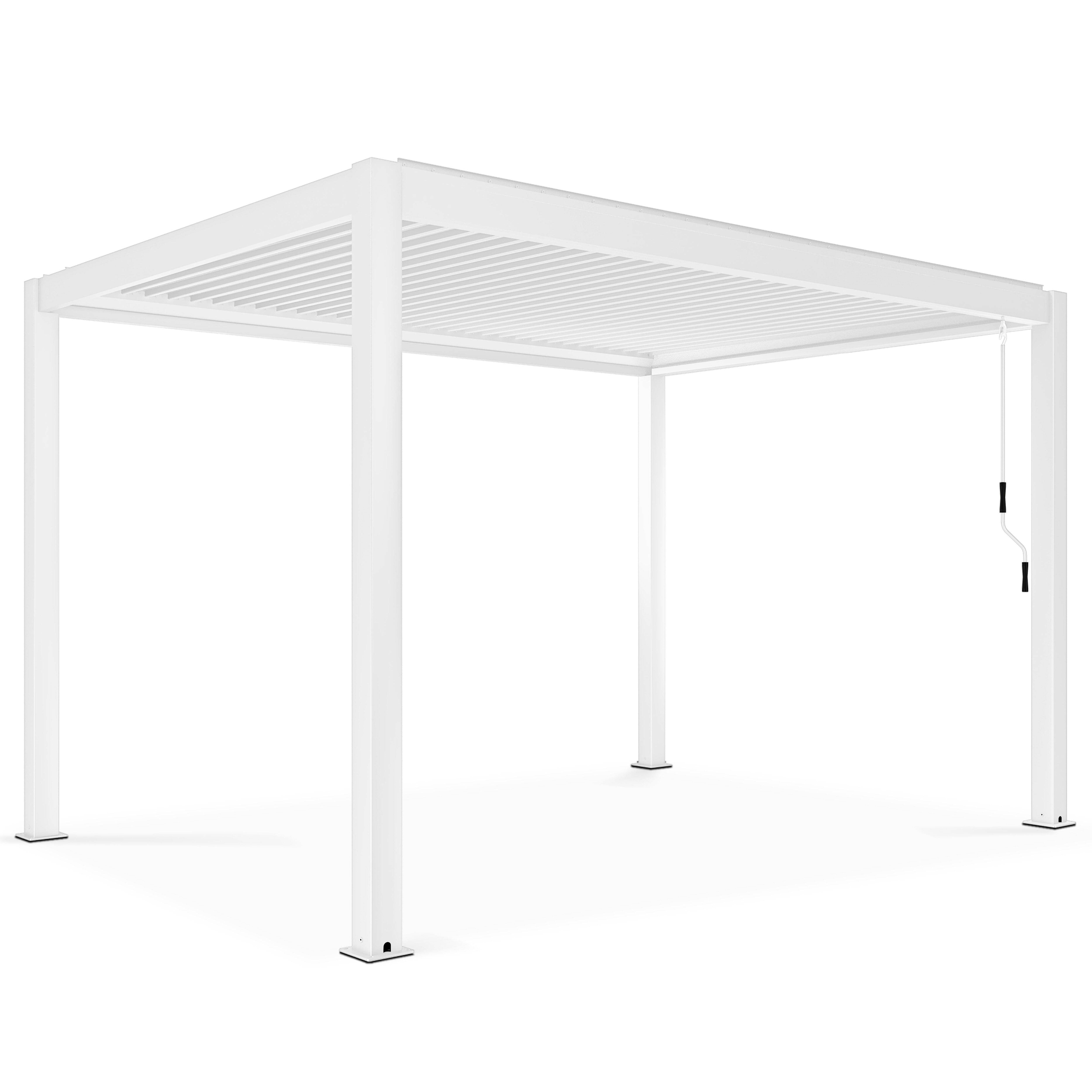Oviala - Pergola bioclimatique 3x4m autoportée et 2 stores 2,66 x 2,34 m blanc Athenes - Oviala - Imagen 4