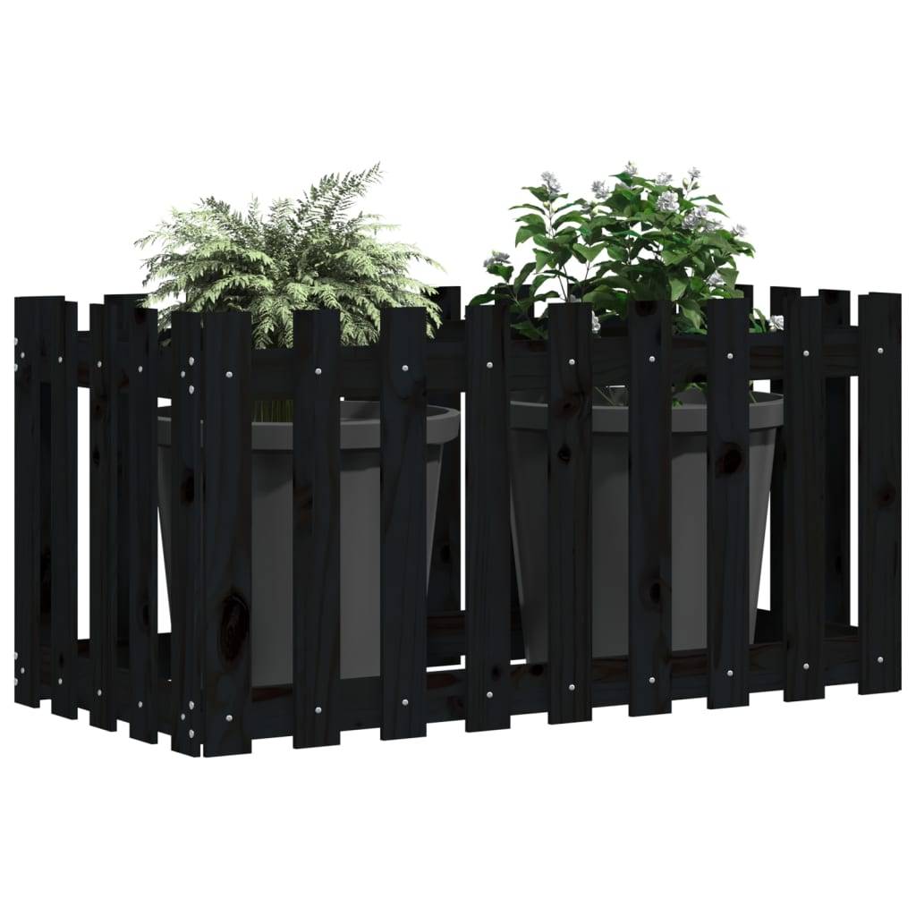ComfortXL - Potager surélevé très haut pin massif design clôture Noir 100x50x70 cm – ComfortXL Outdoor Living - Image 3