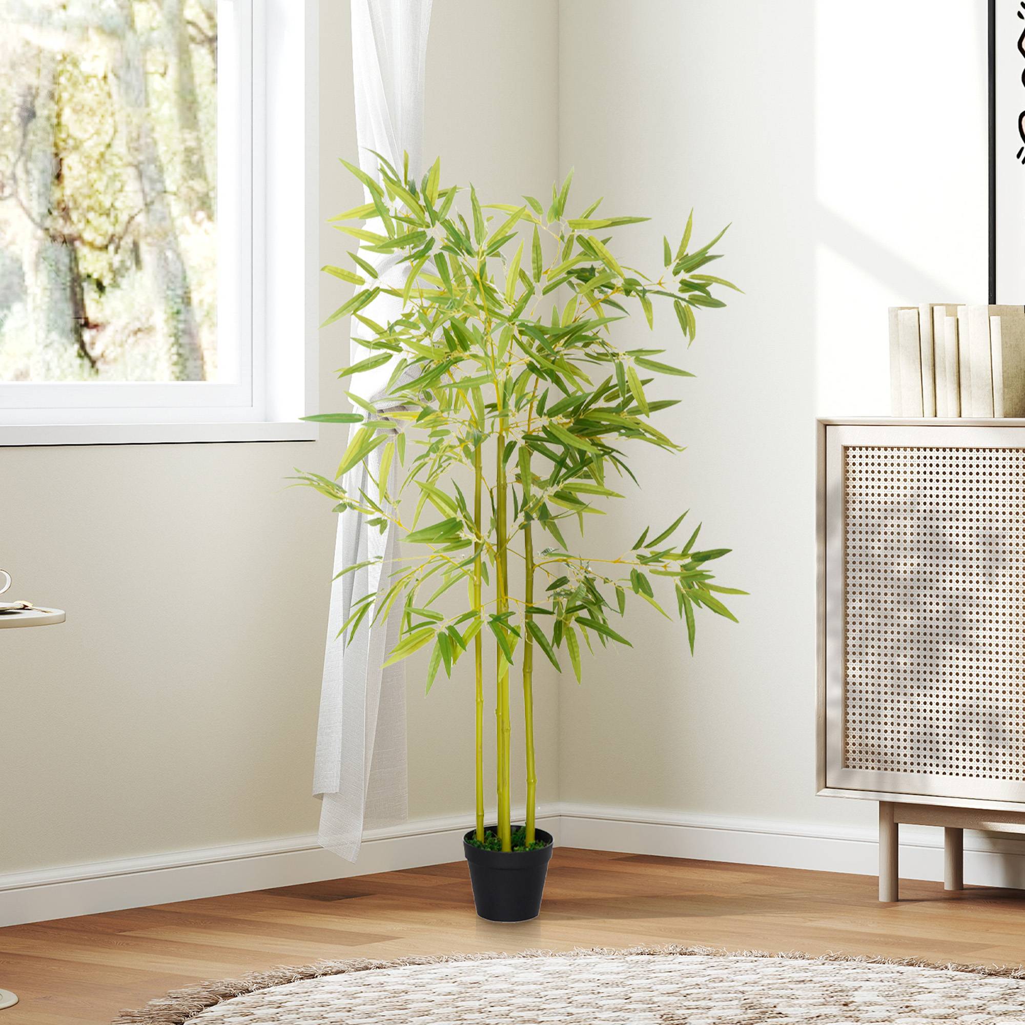 Bambou artificiel en pot, déco intérieur/extérieur, hauteur 120cm, vert - Image 9