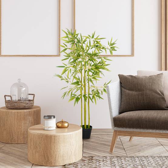 Bambou artificiel en pot, déco intérieur/extérieur, hauteur 120cm, vert - Image 6