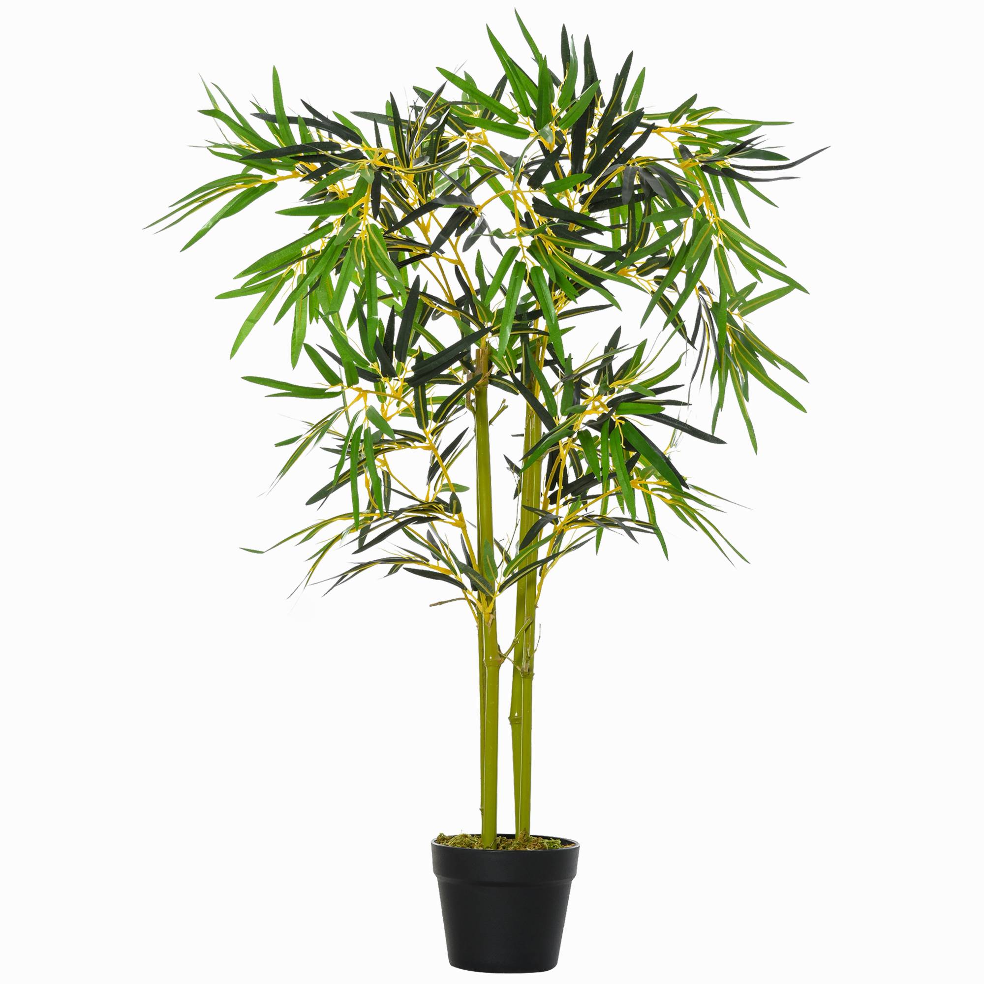 Bambou artificiel en pot, déco intérieur/extérieur, hauteur 120cm, vert - Image 2