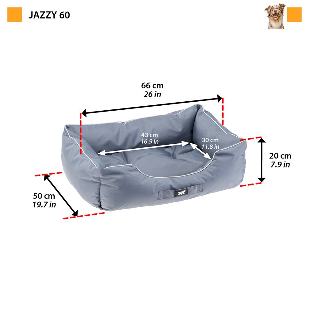 Ferplast - Ferplast Panier Chien Coussin Chien Moyen Taille Tissu anti-rayures Lavable en machine à 30°CMatelas pour chien imperméable 66 x 50 x 20 cm.Gris - Imagen 2