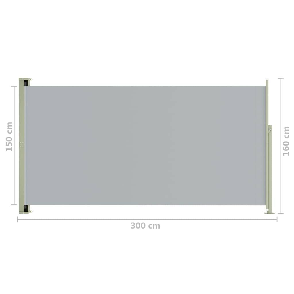 Helloshop26 - Auvent paravent store brise-vue latéral rétractable de patio jardin terrasse balcon protection visuelle écran 160 x 300 cm gris - Imagen 6