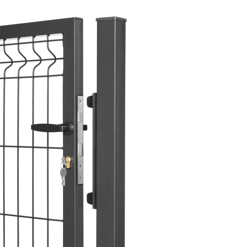 Portillon grillagé en acier galvanisé maille 200 x 50 occultable passage 1m x H 1m60 Gris anthracite - Easy Clôture - Imagen 3