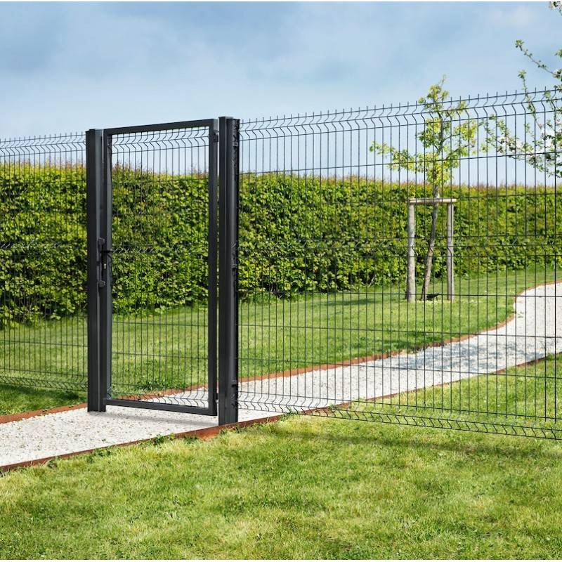 Portillon grillagé en acier galvanisé maille 200 x 50 occultable passage 1m x H 1m60 Gris anthracite - Easy Clôture - Imagen 6