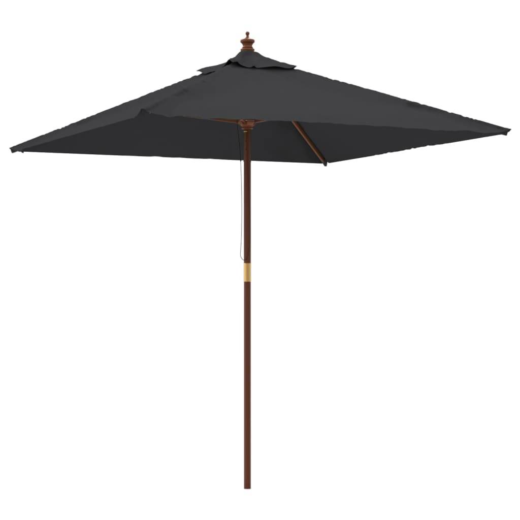 Helloshop26 - Parasol de jardin avec mât en bois 198 x 198 x 231 cm noir - Imagen 1