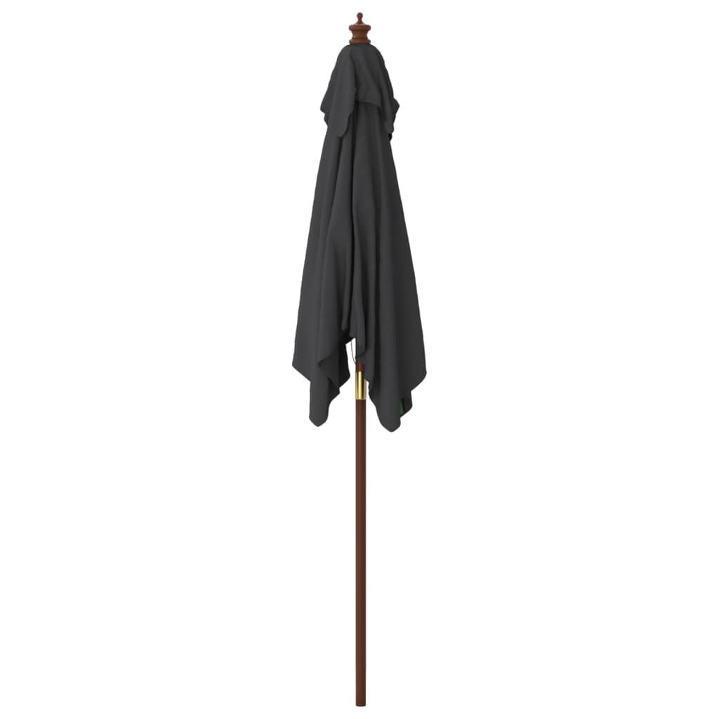 Helloshop26 - Parasol de jardin avec mât en bois 198 x 198 x 231 cm noir - Imagen 3