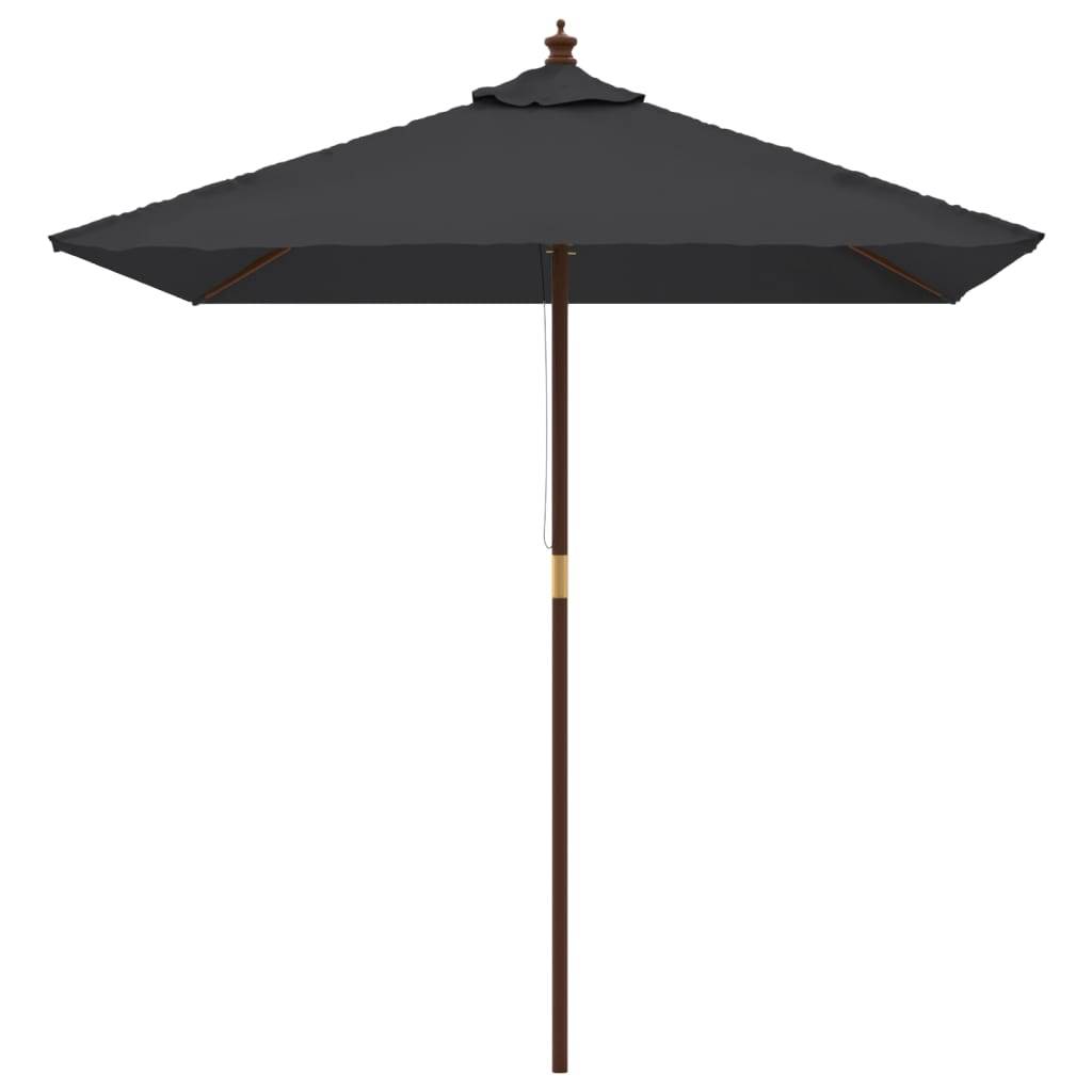Helloshop26 - Parasol de jardin avec mât en bois 198 x 198 x 231 cm noir - Imagen 2