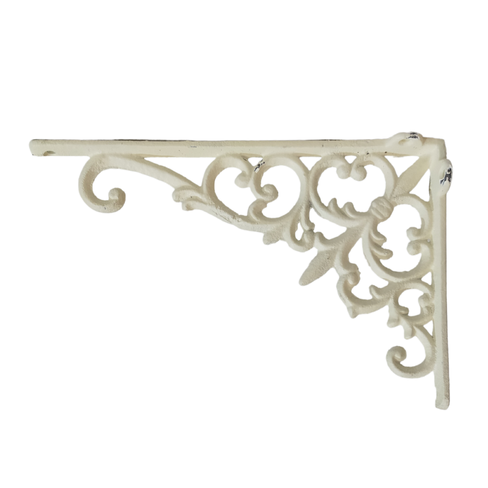 Équerre fixation étagère vintage ancienne fonte blanche 24 x 15.5 cm Chemin de campagne - Imagen 1