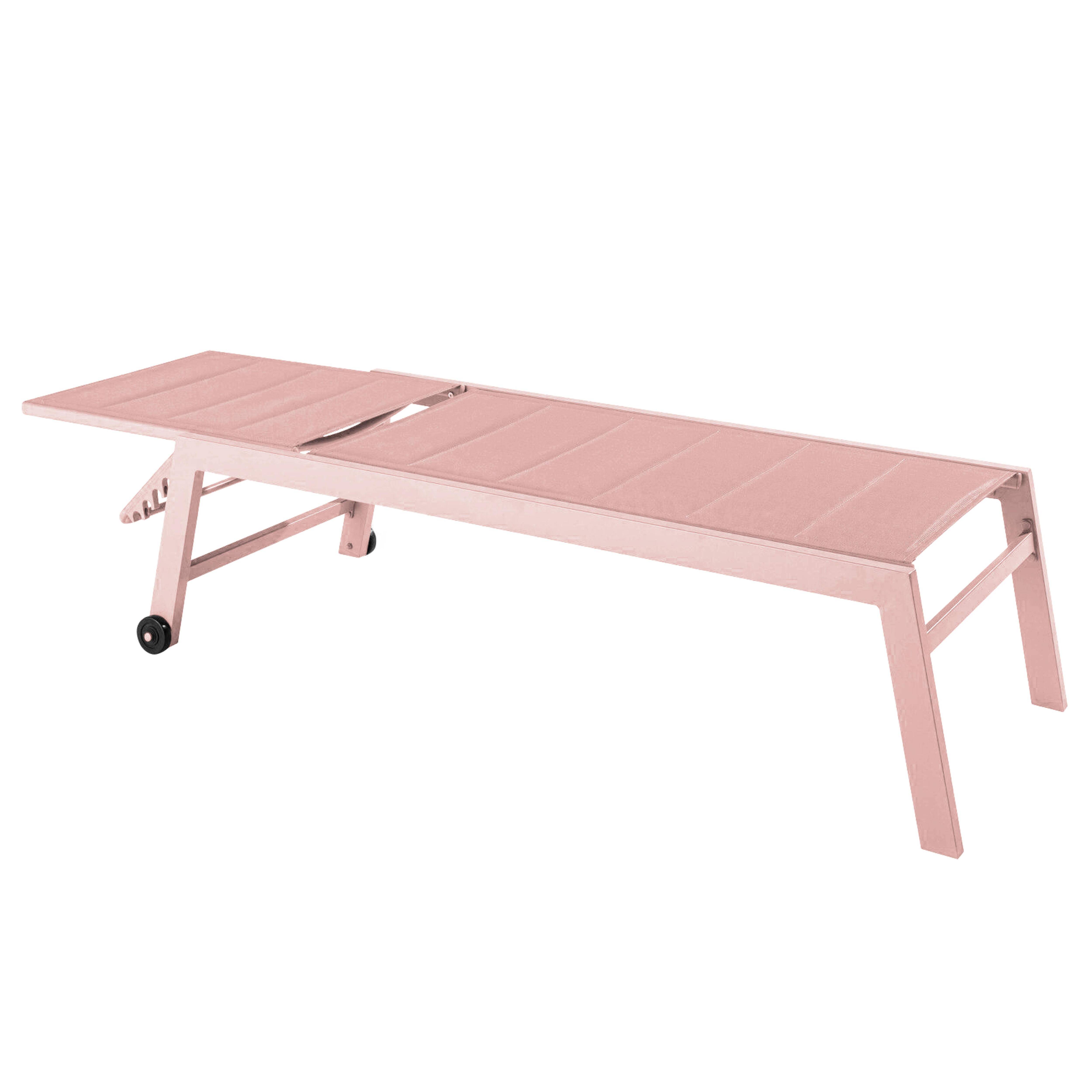 Oviala - Lot de 2 bains de soleil en aluminium et textilène rose poudré Nouméa - Oviala - Image 4