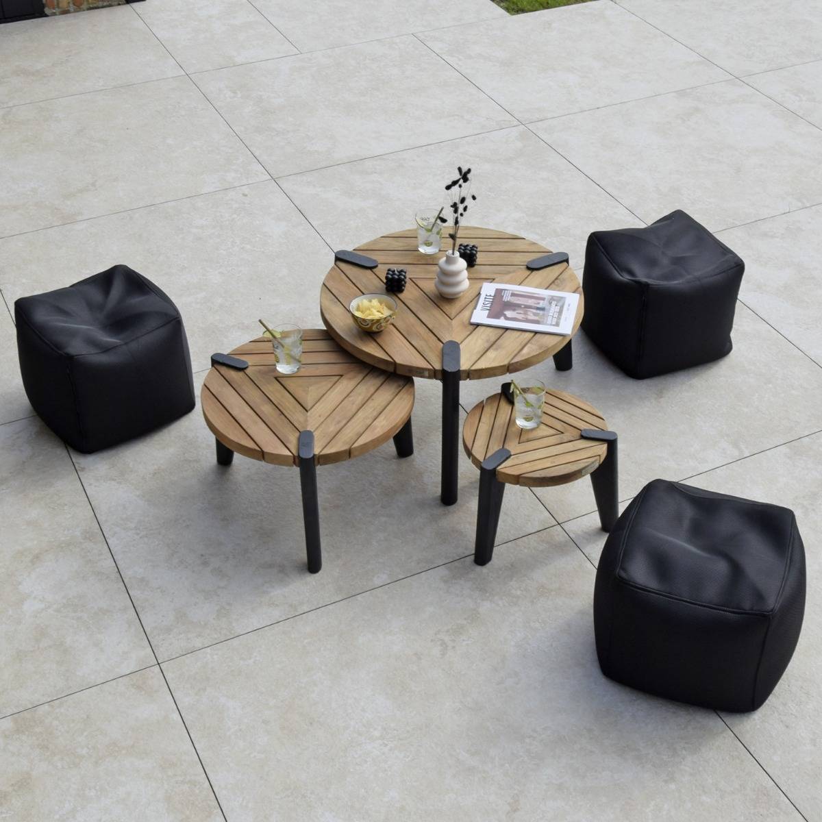 Table basse en teck recyclé 40 cm, Carmen - Gecko Jardin - Imagen 7