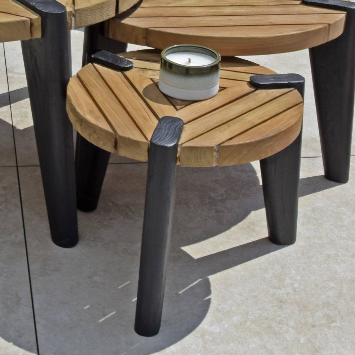 Table basse en teck recyclé 40 cm, Carmen - Gecko Jardin - Imagen 6