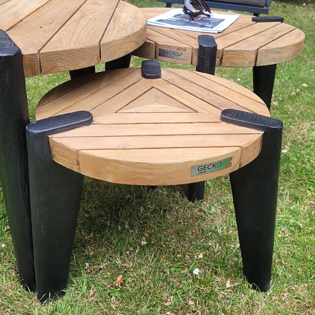 Table basse en teck recyclé 40 cm, Carmen - Gecko Jardin - Imagen 5
