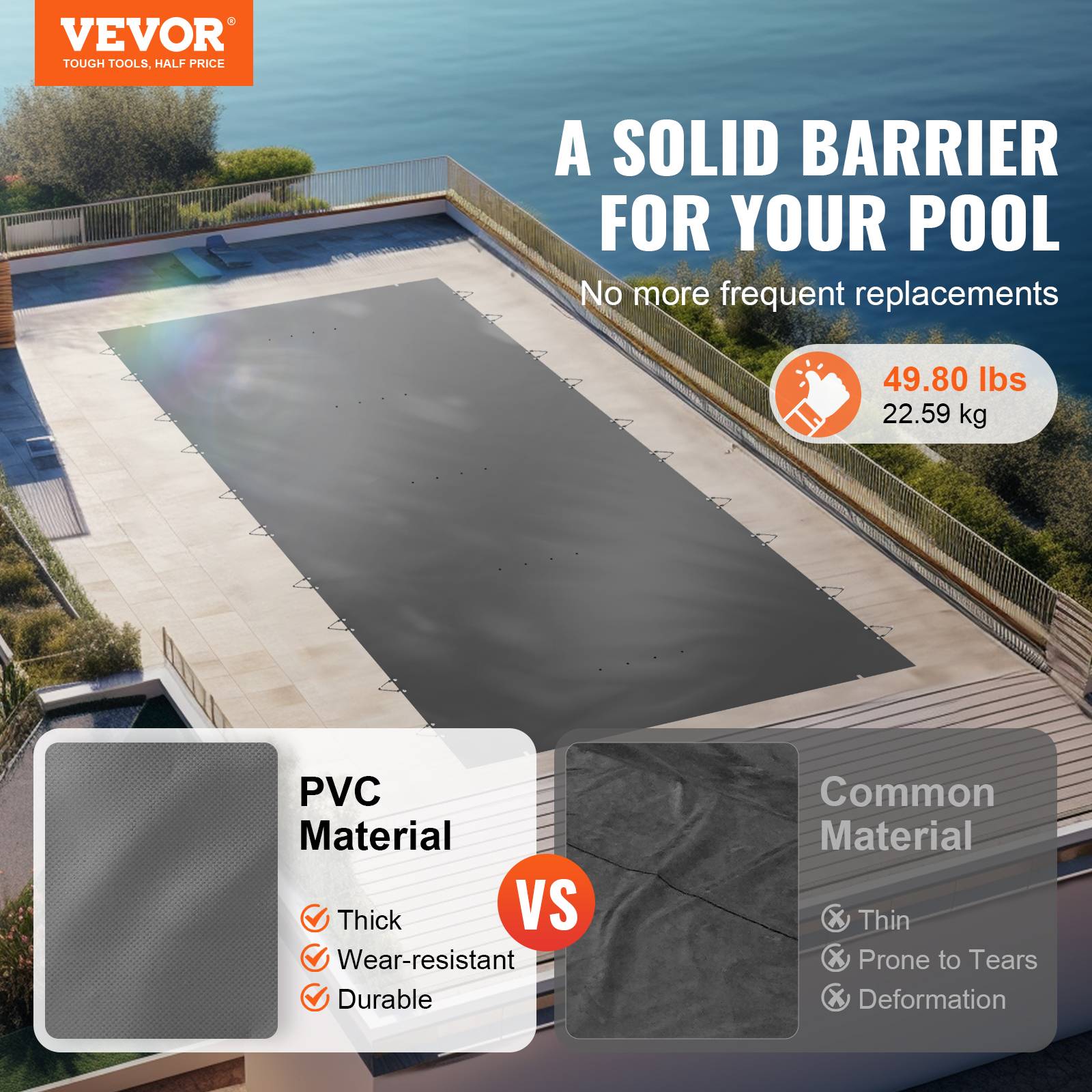 VEVOR Bâche à bulle piscine PVC 650-680g/m², rectangulaire 3.5x6m ...