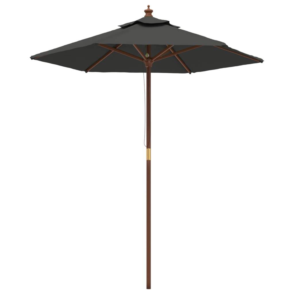 Helloshop26 - Parasol mobilier de jardin avec mât en bois 196 x 231 cm anthracite - Imagen 1