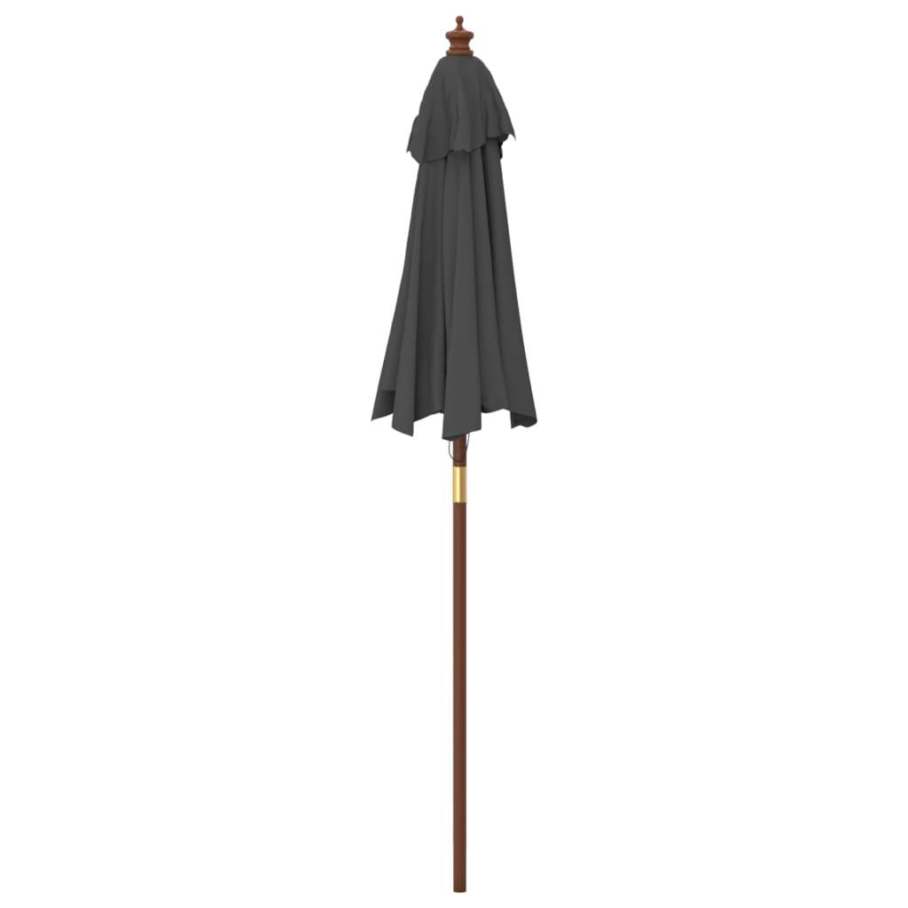 Helloshop26 - Parasol mobilier de jardin avec mât en bois 196 x 231 cm anthracite - Imagen 4