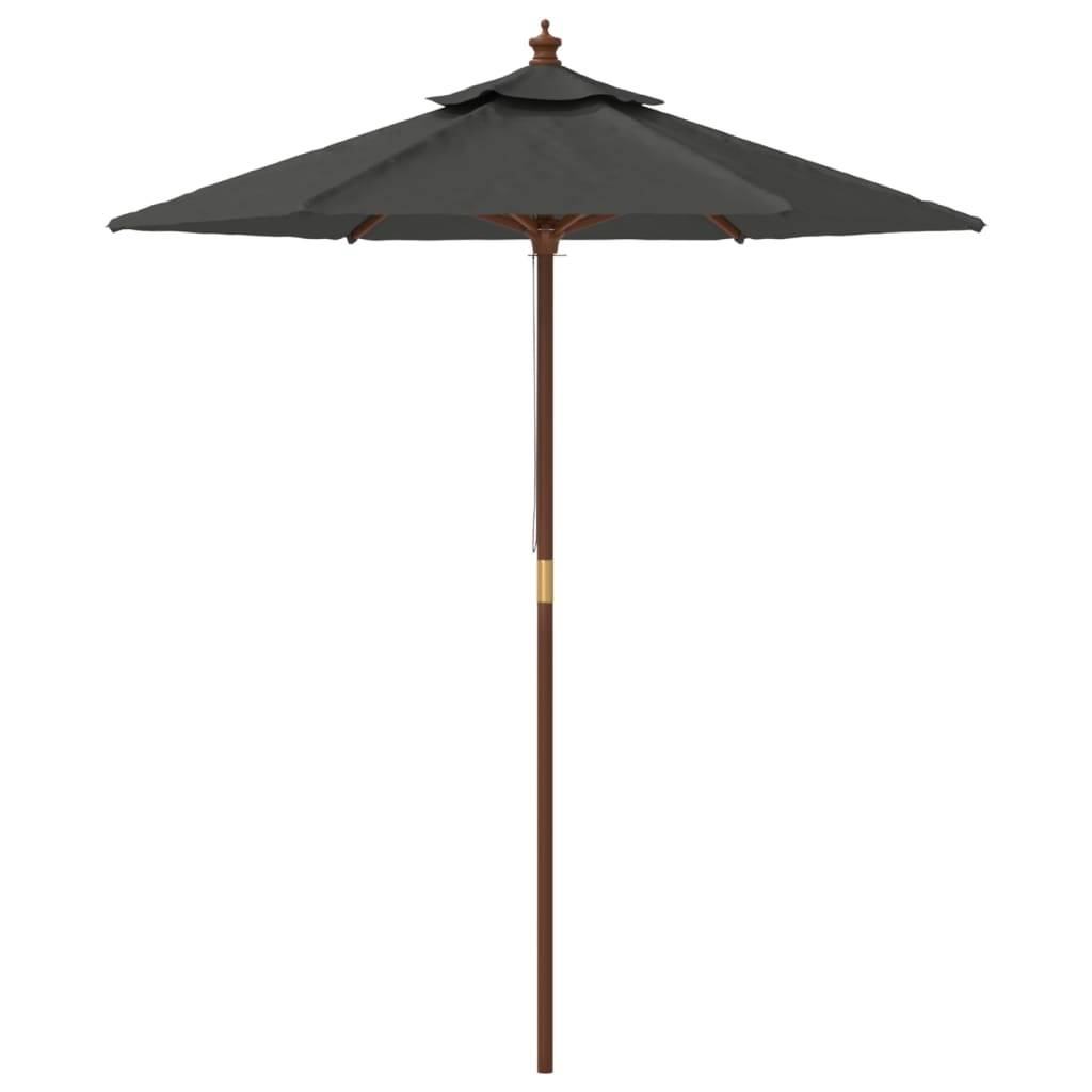 Helloshop26 - Parasol mobilier de jardin avec mât en bois 196 x 231 cm anthracite - Imagen 3
