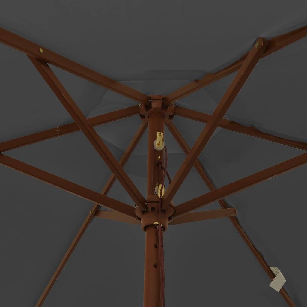 Helloshop26 - Parasol mobilier de jardin avec mât en bois 196 x 231 cm anthracite - Imagen 5
