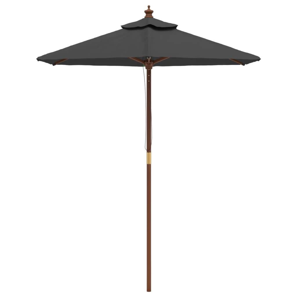 Helloshop26 - Parasol mobilier de jardin avec mât en bois 196 x 231 cm anthracite - Imagen 2