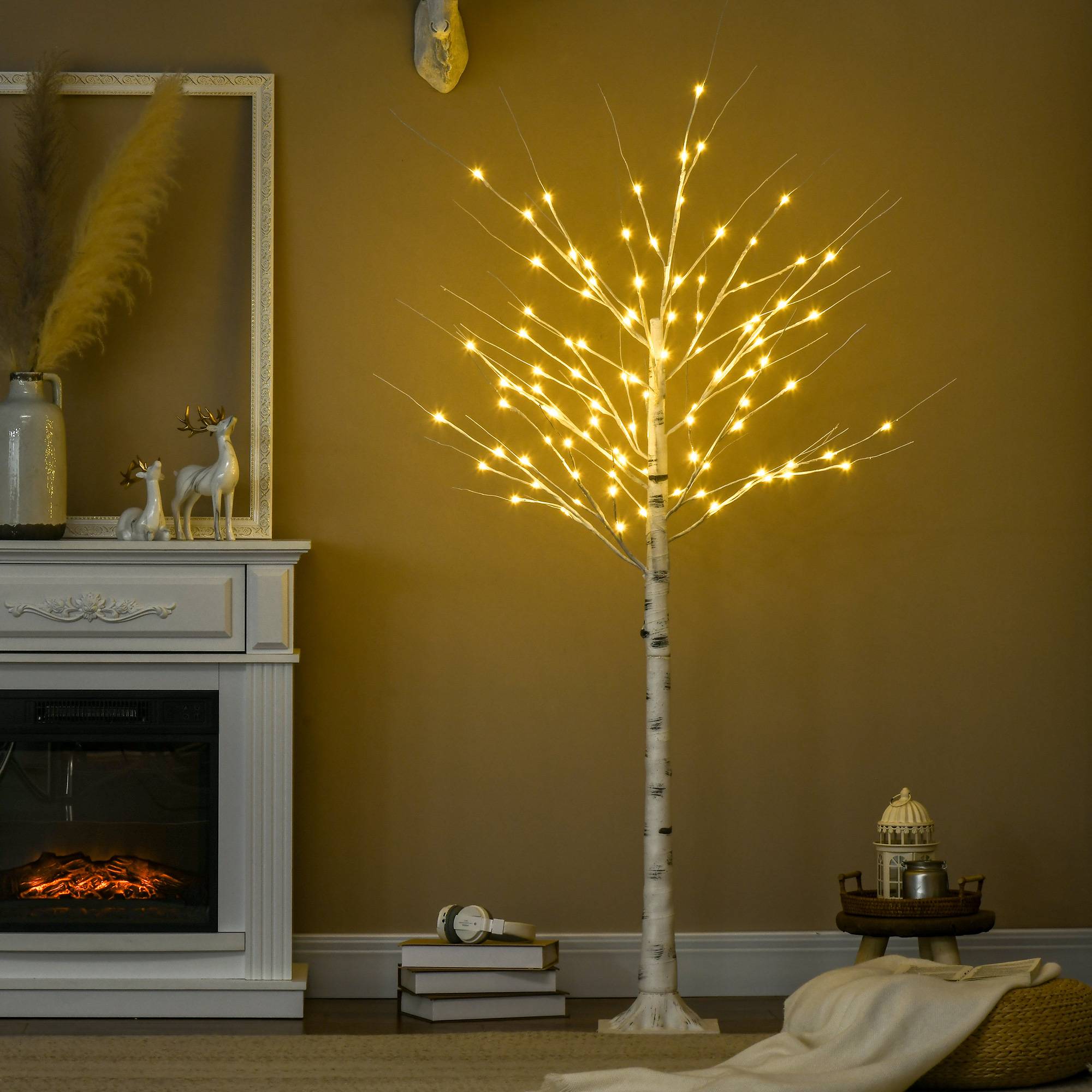 Arbre lumineux LED, blanc chaud, 96 LEDs, 180cm, intérieur, blanc - Image 3