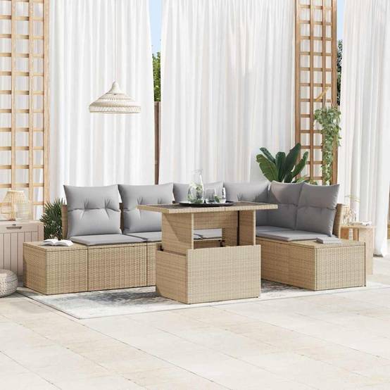 ComfortXL - Salon de jardin modulable 6 pièces en résine tressée et acier pour terrasse Beige – ComfortXL Outdoor Living - Image 1