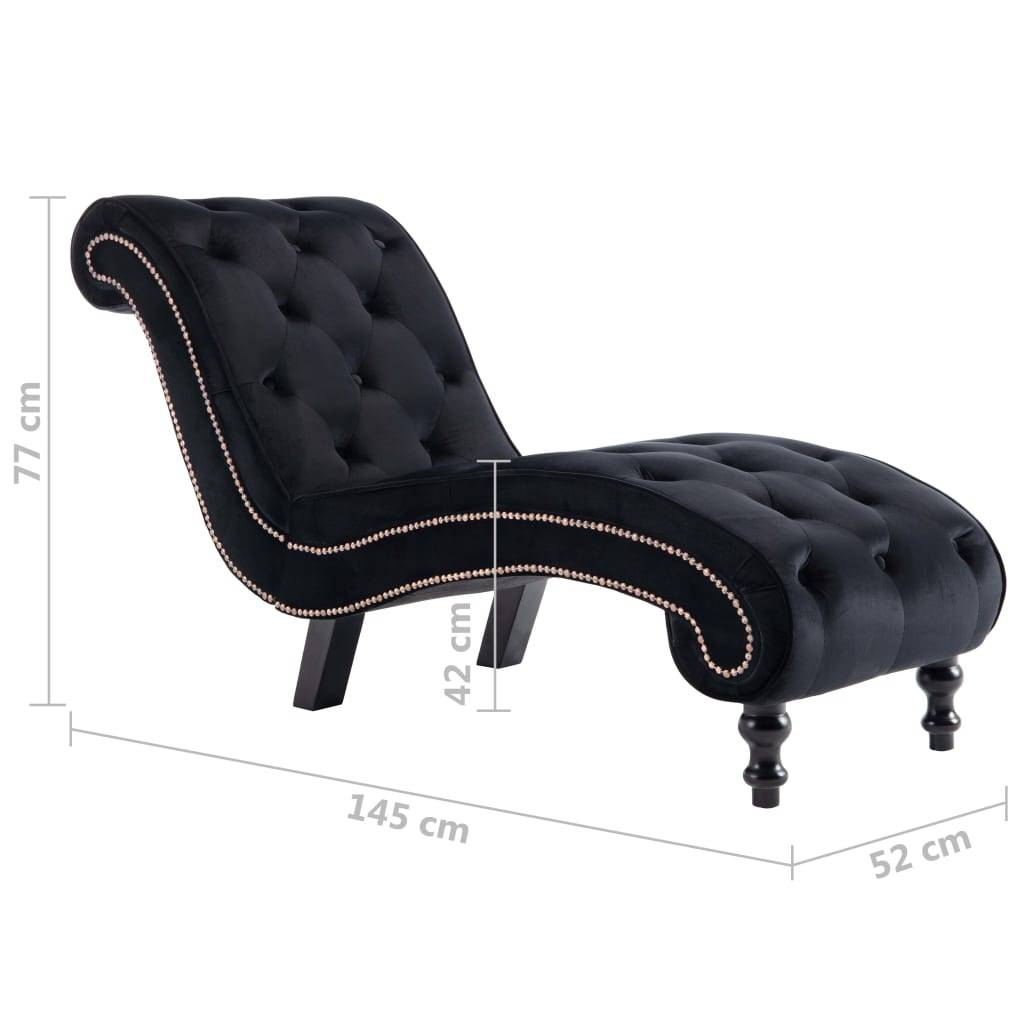 Chaise longue | Transat | Bain de soleil Noir Velours - Image 8