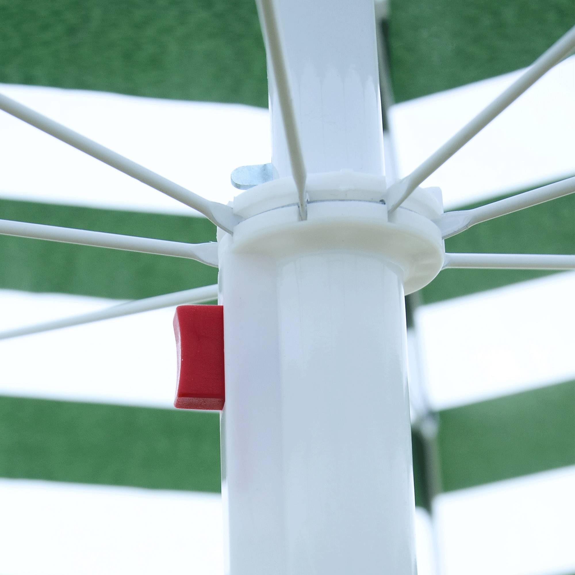 Parasol plage Ø180 cm, toit inclinable, mat metal, protection solaire, jardin terrasse, rayures vert blanc - Image 10