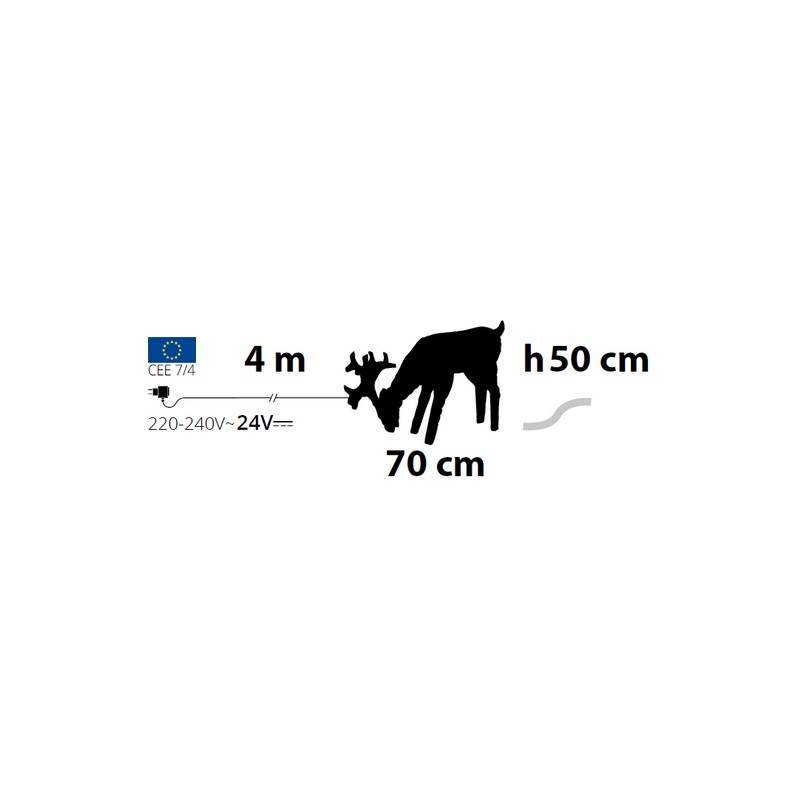 Lotti - Renne lumineux qui broute 3D H50CM 200 LED blanc froid fixe extérieur professionnel Lotti - Imagen 3