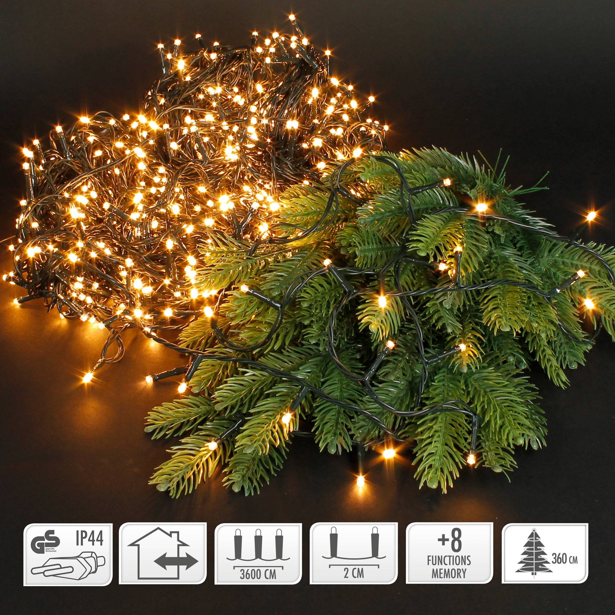 Ecd-Germany - Guirlande lumineuse de Noël 36m 1800 LED éclairage déco pour intérieur/extérieur - Imagen 2