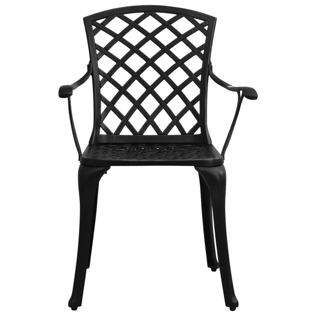Helloshop26 - Ensemble de bistro jardin meuble extérieur terrasse 3 pièces aluminium coulé noir - Imagen 4