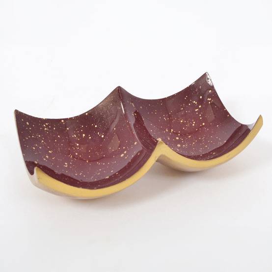 Home Edelweiss - Plat Diana 2 cases couleur bordeaux et dorés en aluminium 19x10x06cm - Image 1