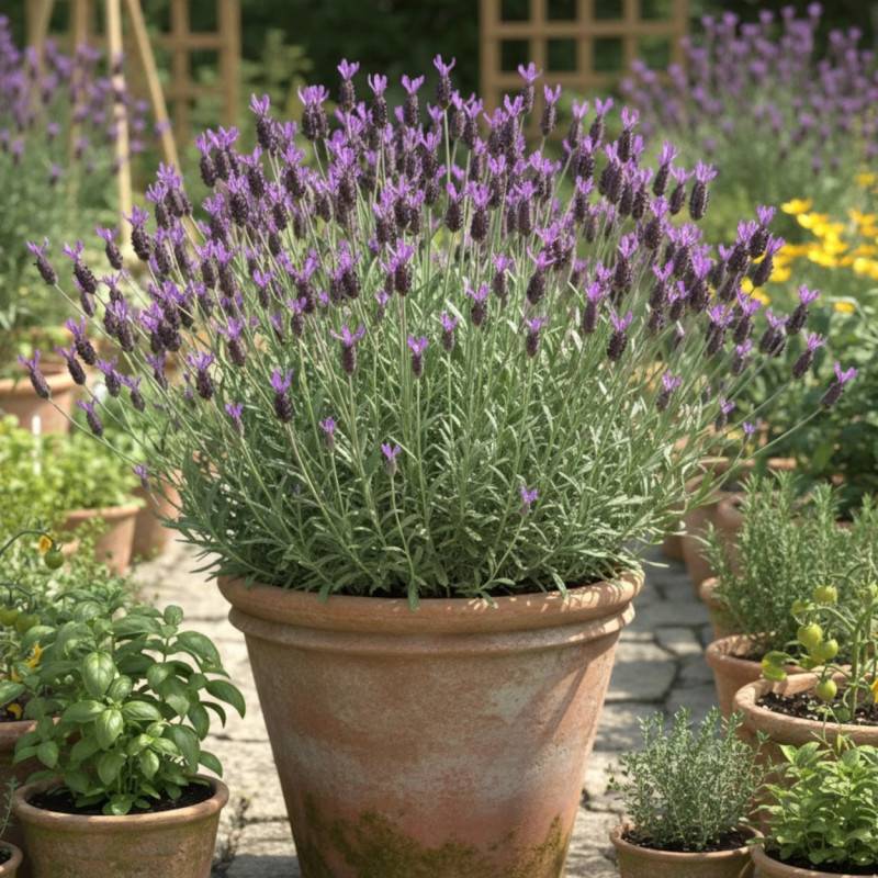 Lavande papillon Pedunculata à fleurs Violette/ - feuillage Persistant - Pot de 7,5L - 60/80 cm - Imagen 2