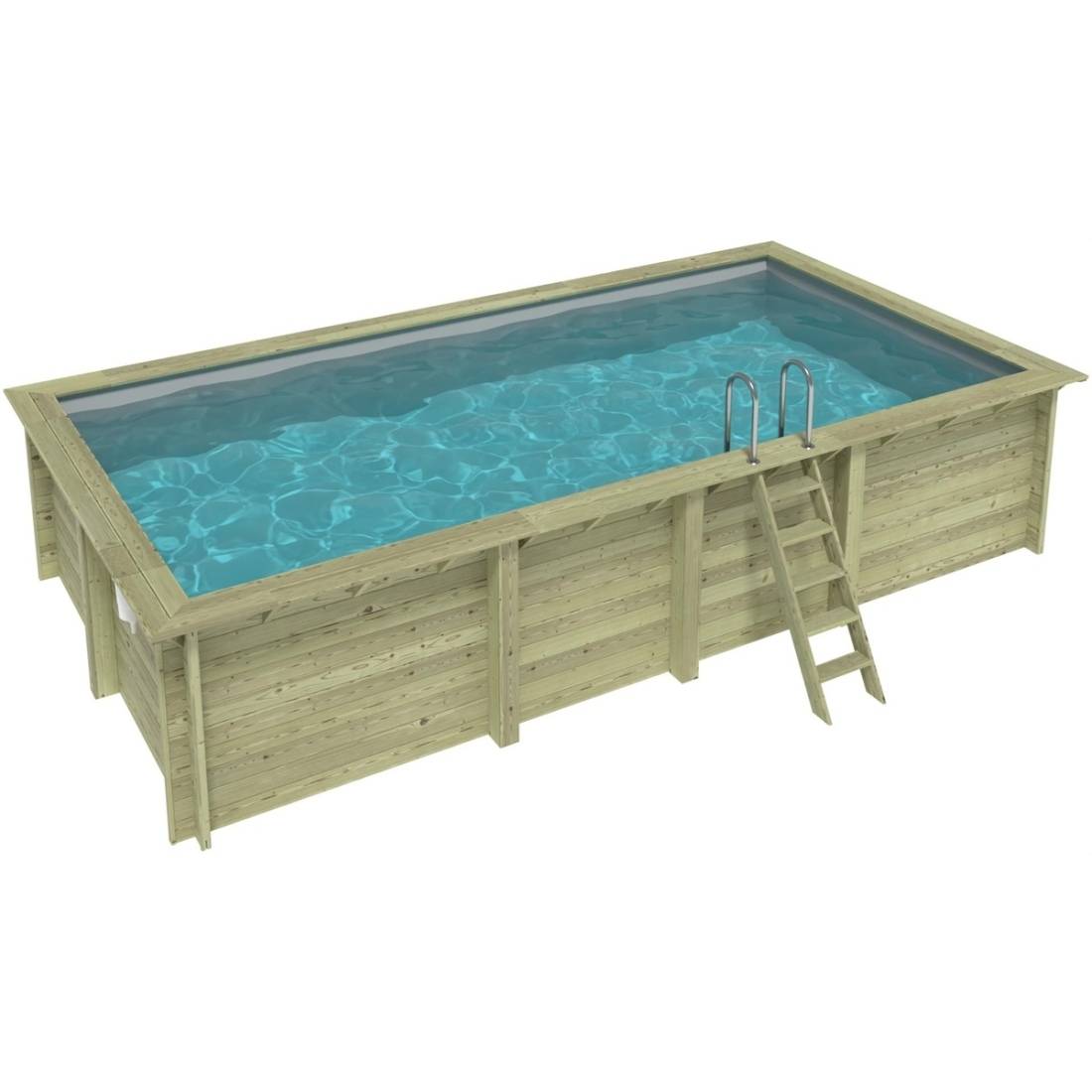 Altanka - Piscine hors sol en bois AQUA 7 x 3.75 - H.1.45 m, gris clair, - BAS7308OSPU2 - ALTANKA - Image 1