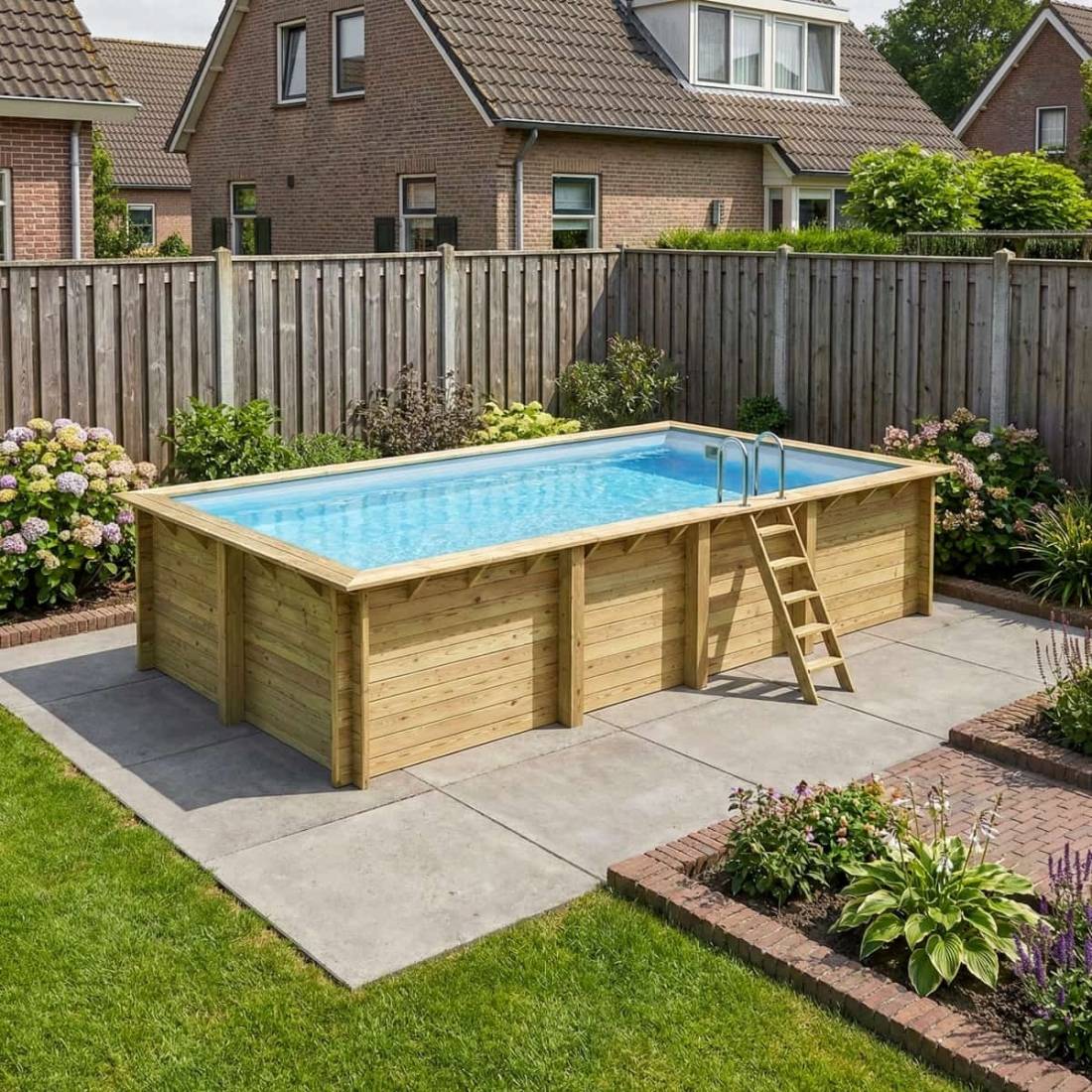 Altanka - Piscine hors sol en bois AQUA 7 x 3.75 - H.1.45 m, gris clair,  - BAS7308OSPU2 - ALTANKA - Image 2