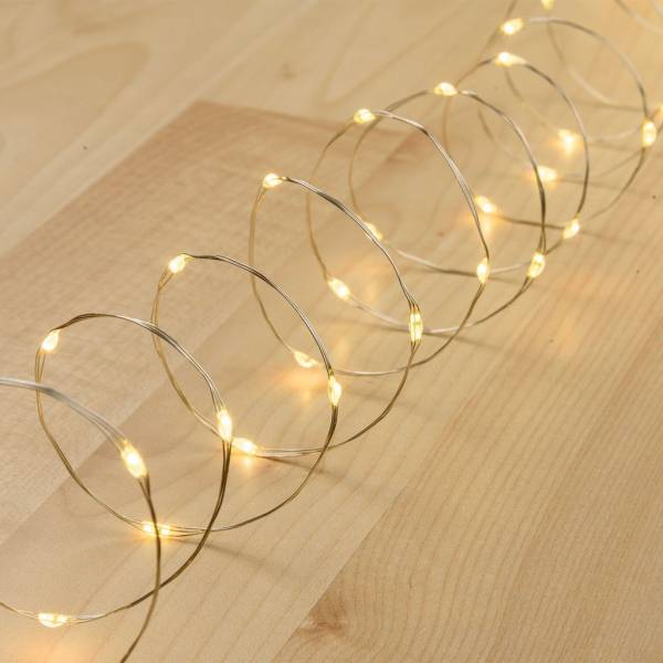 Lotti - Guirlande lumineuse piles 4M 40 Micro LED blanc chaud fixe câble argenté Lotti - Imagen 1