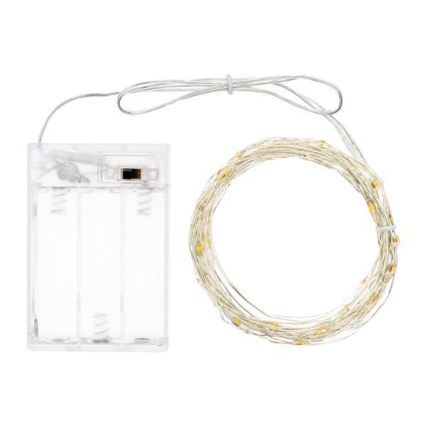 Lotti - Guirlande lumineuse piles 4M 40 Micro LED blanc chaud fixe câble argenté Lotti - Imagen 3