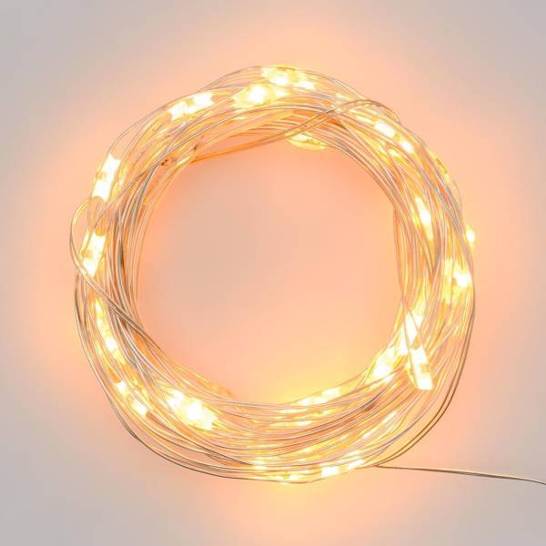 Lotti - Guirlande lumineuse piles 4M 40 Micro LED blanc chaud fixe câble argenté Lotti - Imagen 4