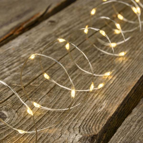 Lotti - Guirlande lumineuse piles 4M 40 Micro LED blanc chaud fixe câble argenté Lotti - Imagen 6