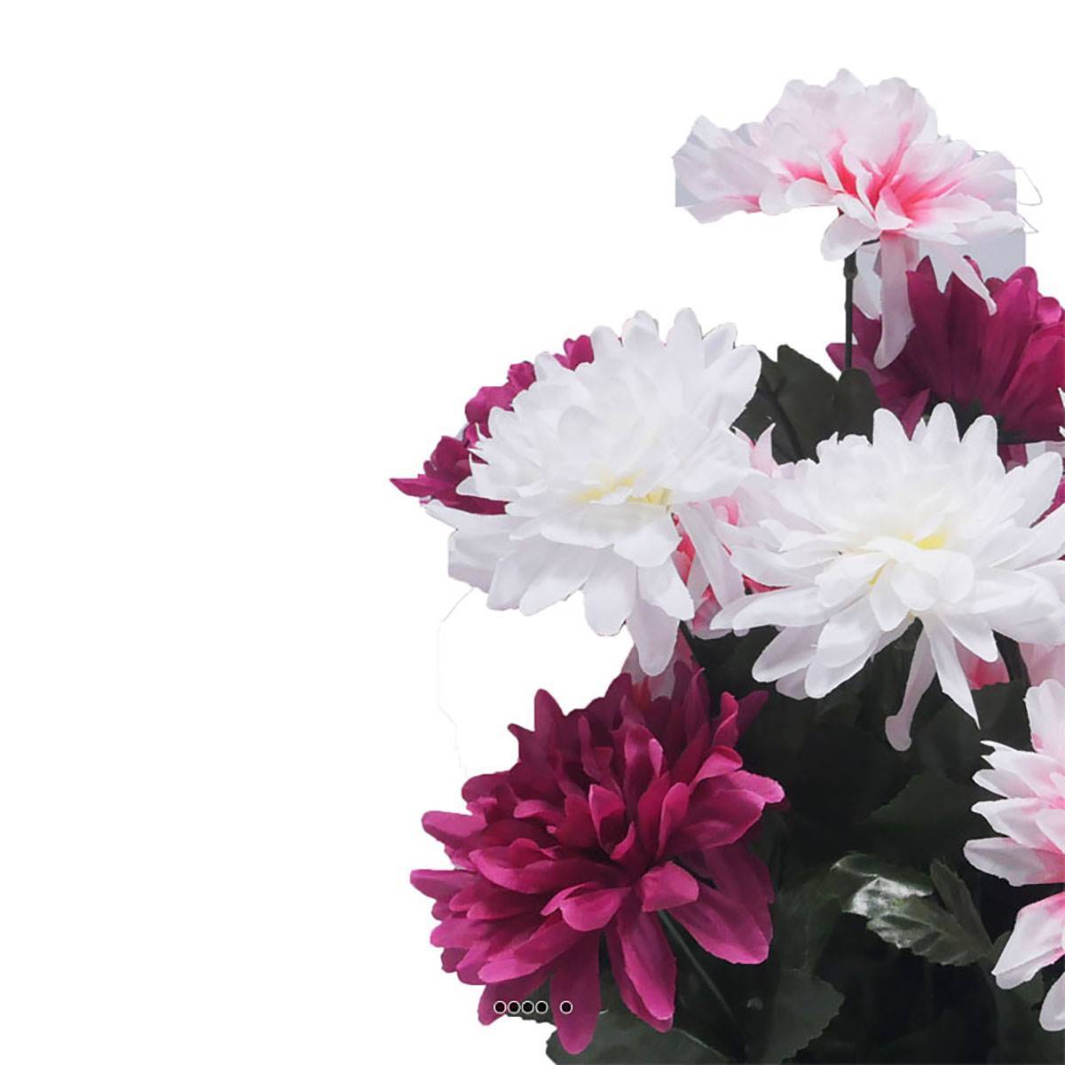 Artificielles - Pot fleurs artificielles pour le cimetière chrysanthèmes Rose fushia - couleur: Rose fushia 730 - Imagen 3