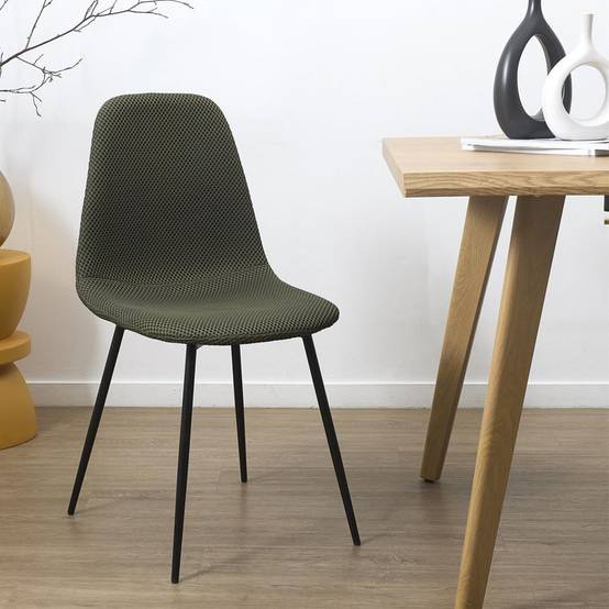 Lot de 6 chaises en tissu texturé maille 3D kaki - ELECTRON - Image 8